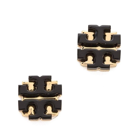 Tory Burch Jewelry - Tory Burch Black enamel T logo earrings